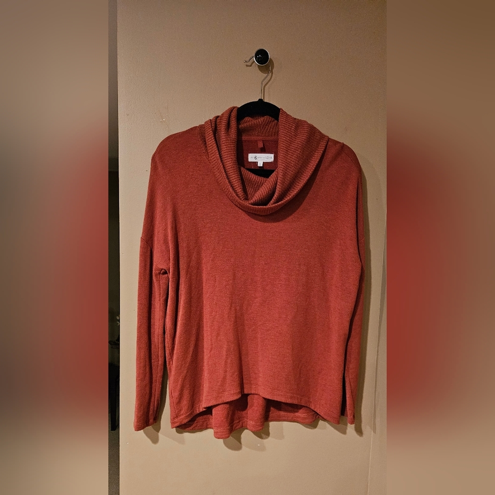 LOFT Women's Cowl Neck Sweater in Warm Rust